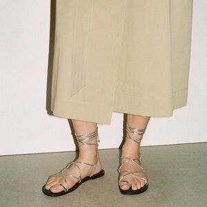 Mango Silver Leather Strappy Sandals